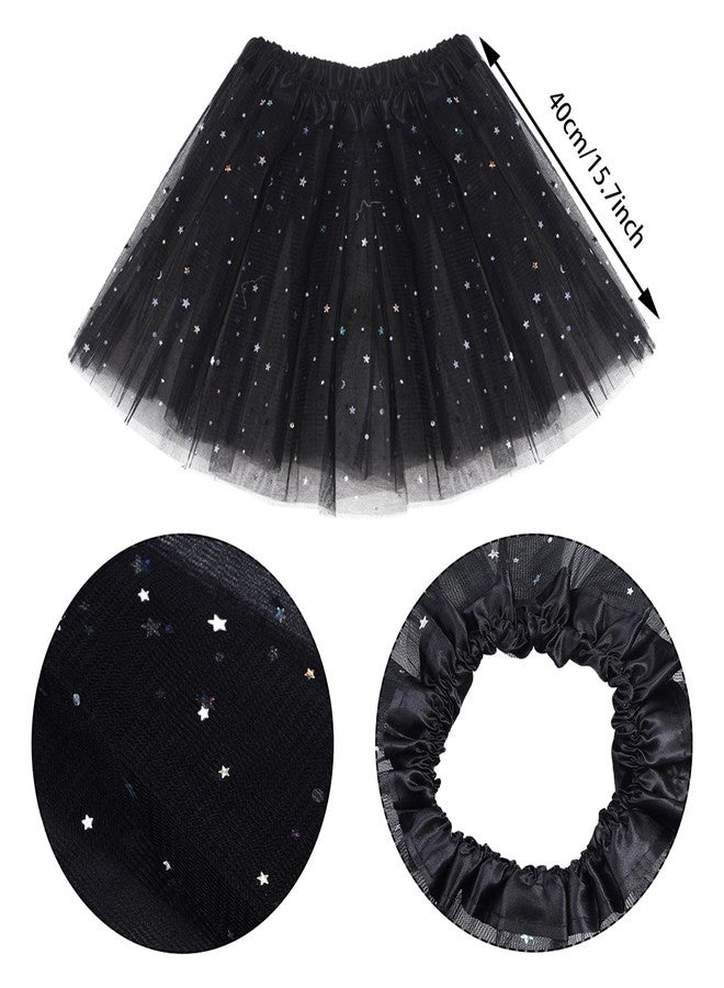Dxhycc Black Cat Costume Cat Ears Headband Tail Bowtie Tutu and Face Stickers for Halloween Dress Up Party (Black, 11.8) - Image 3